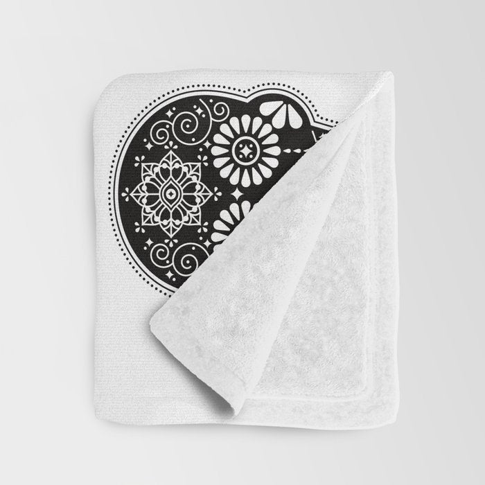 DÃ­a de Muertos Calavera â¢ Mexican Sugar Skull - Black Palette Throw Blanket Gallery Image 3