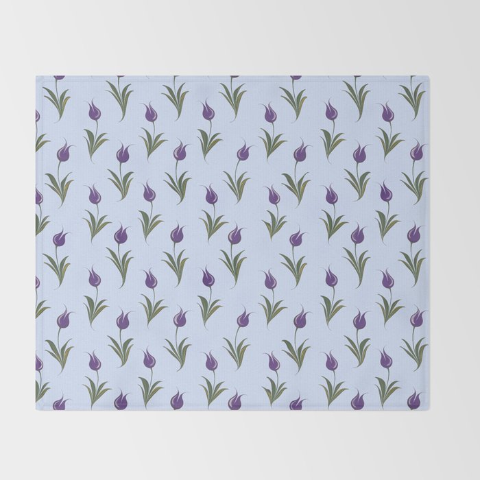 Turkish Ebru - Purple Tulip Throw Blanket Gallery Image 2