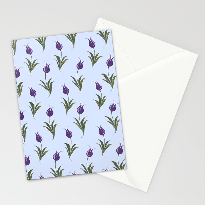 Turkish Ebru - Purple Tulip Stationery Card Gallery Image 2