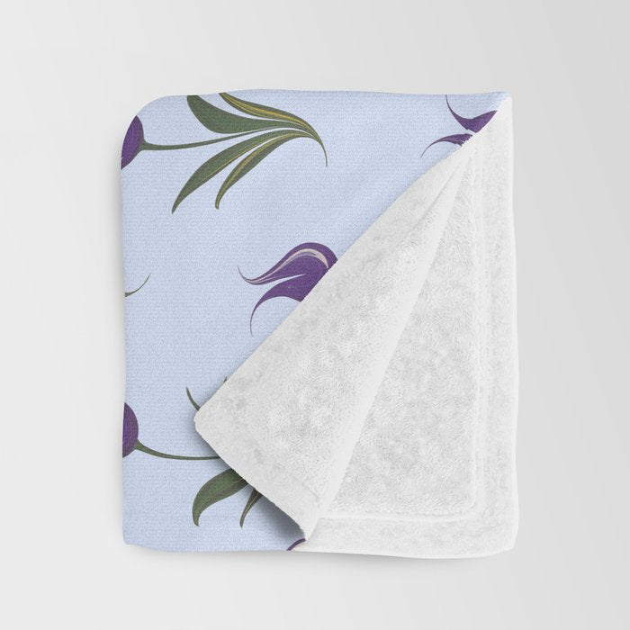 Turkish Ebru - Purple Tulip Throw Blanket Gallery Image 3