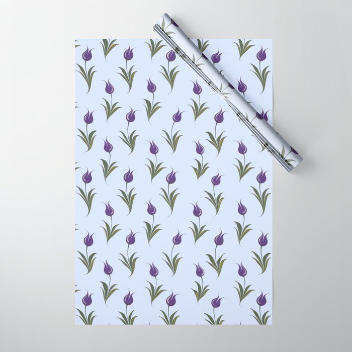 Turkish Ebru - Purple Tulip Wrapping Paper Gallery Image 1