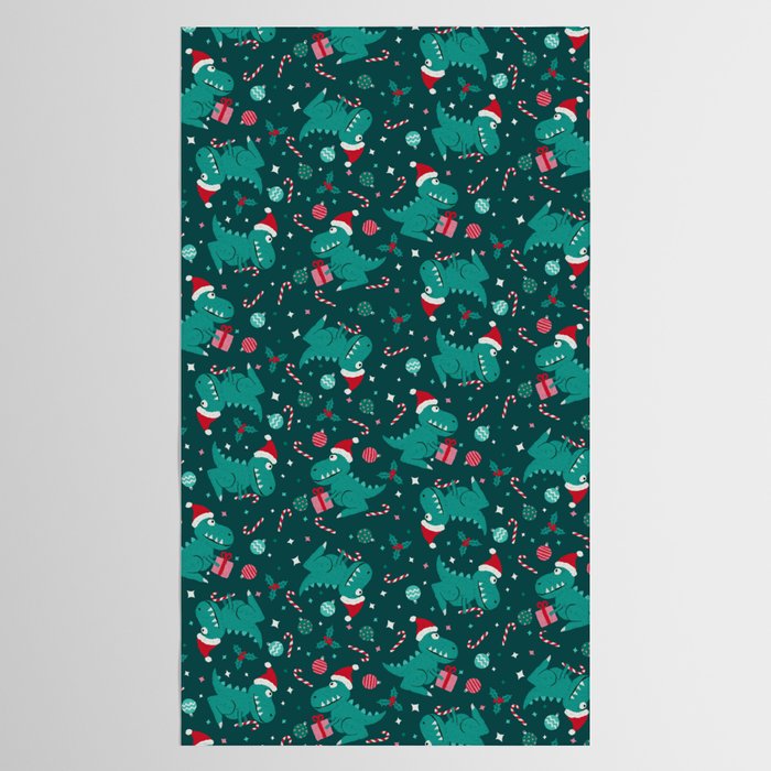 Christmas Dinosaurs Dinos Dinosaur Tablecloth Gallery Image 2