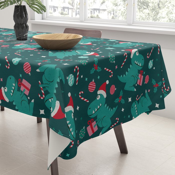 Christmas Dinosaurs Dinos Dinosaur Tablecloth Gallery Image 3