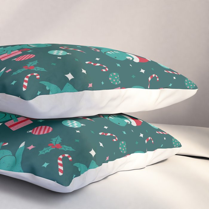 Christmas Dinosaurs Dinos Dinosaur Pillow Sham Gallery Image 3