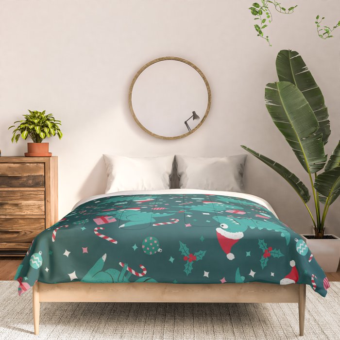Christmas Dinosaurs Dinos Dinosaur Comforter Gallery Image 3