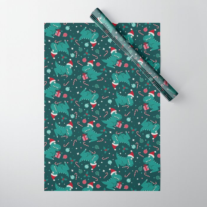Christmas Dinosaurs Dinos Dinosaur Wrapping Paper