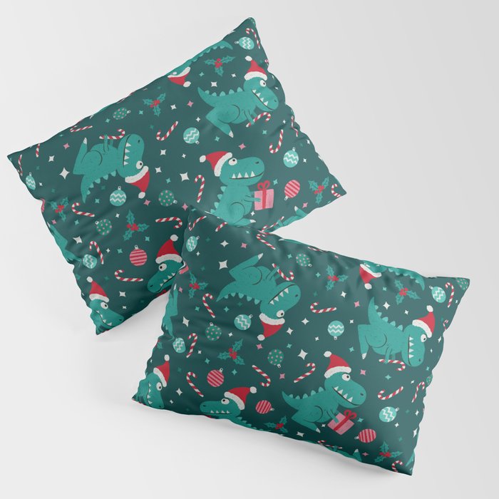 Christmas Dinosaurs Dinos Dinosaur Pillow Sham Gallery Image 3