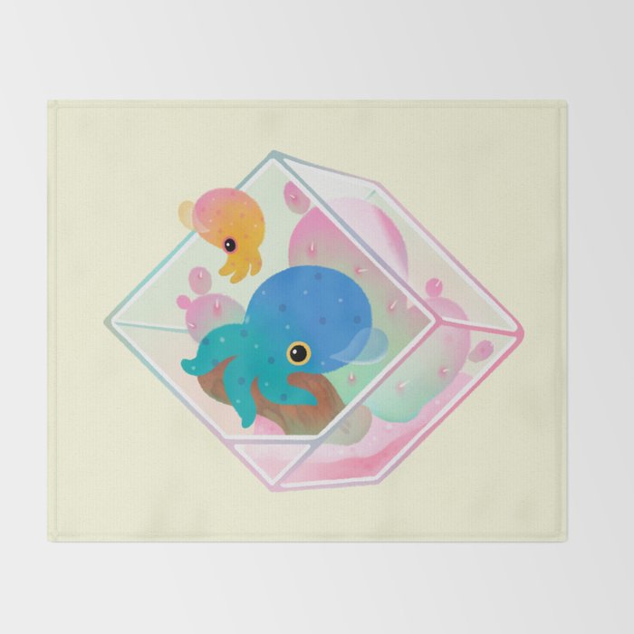 Ocean terrarium - Bobtail squids Throw Blanket Gallery Image 2
