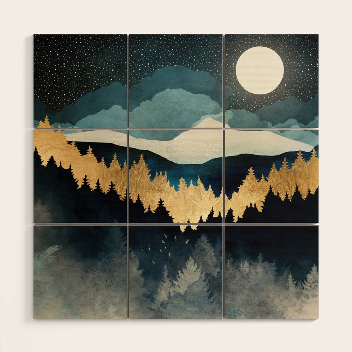 Indigo Night Wood Wall Art Gallery Image 1