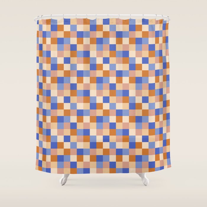 Bold Retro Checks Pattern - Small XXIX Shower Curtain Gallery Image 1