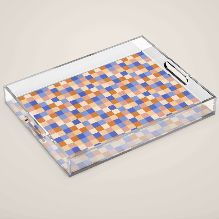 Bold Retro Checks Pattern - Small XXIX Acrylic Tray Gallery Image 1