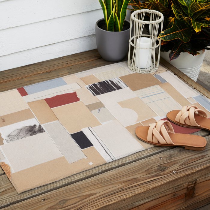 Plan / Mixed Media Collage Outdoor Rug Gallery Image 2