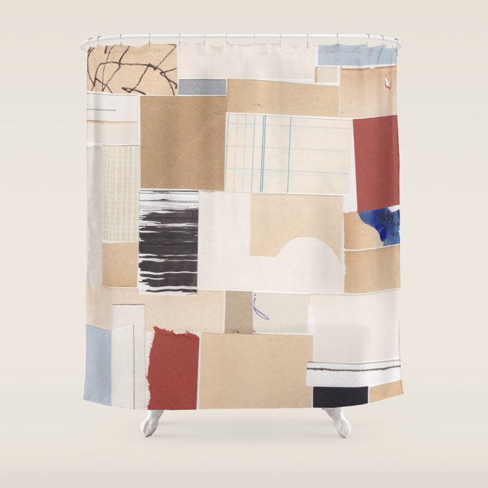 Plan / Mixed Media Collage Shower Curtain Gallery Image 1