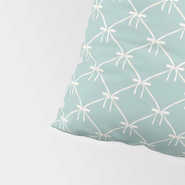 Bows & Ribbons Pattern XXVIII Pastel Mint Green Pillow Sham Gallery Image 4