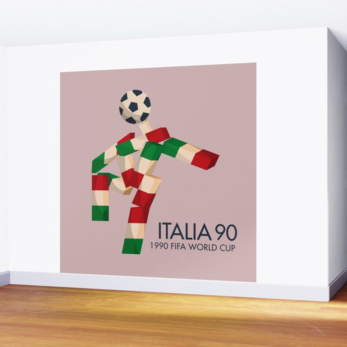 Vintage World Cup poster, Ciao, Italia 90 mascot, old football print Wall Mural Gallery Image 2