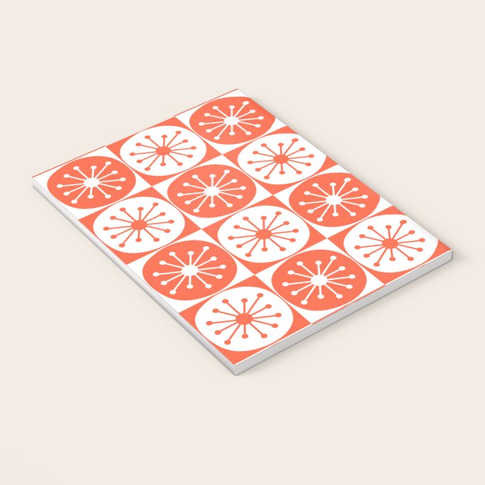 Mid Century Modern Atomic Dots Retro Orange Checkered Pattern Notebook Gallery Image 3