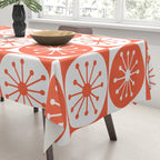 Mid Century Modern Atomic Dots Retro Orange Checkered Pattern Tablecloth Gallery Image 3