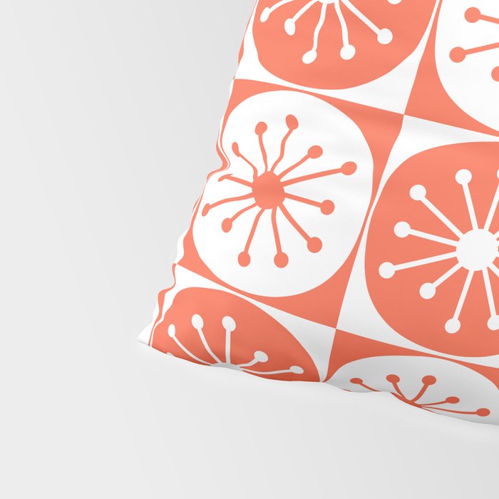 Mid Century Modern Atomic Dots Retro Orange Checkered Pattern Pillow Sham Gallery Image 4