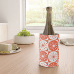 Mid Century Modern Atomic Dots Retro Orange Checkered Pattern Wine Chiller Gallery Image 4