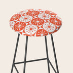 Mid Century Modern Atomic Dots Retro Orange Checkered Pattern Stool Gallery Image 2