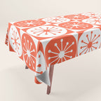 Mid Century Modern Atomic Dots Retro Orange Checkered Pattern Tablecloth Gallery Image 1