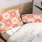 Mid Century Modern Atomic Dots Retro Orange Checkered Pattern Pillow Sham Gallery Image 2