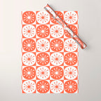 Mid Century Modern Atomic Dots Retro Orange Checkered Pattern Wrapping Paper Gallery Image 1