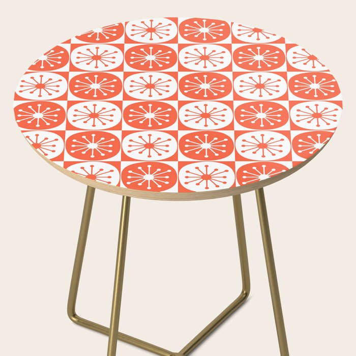 Mid Century Modern Atomic Dots Retro Orange Checkered Pattern Side Table Gallery Image 2