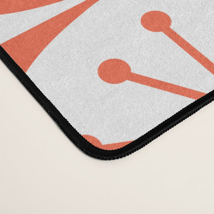 Mid Century Modern Atomic Dots Retro Orange Checkered Pattern Desk Mat Gallery Image 4