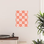 Mid Century Modern Atomic Dots Retro Orange Checkered Pattern Poster Gallery Image 2