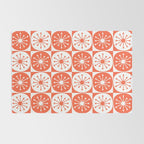 Mid Century Modern Atomic Dots Retro Orange Checkered Pattern Rug Gallery Image 2