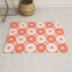 Mid Century Modern Atomic Dots Retro Orange Checkered Pattern Rug Gallery Image 1