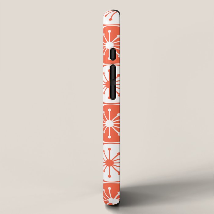 Mid Century Modern Atomic Dots Retro Orange Checkered Pattern iPhone Case Gallery Image 2