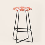 Mid Century Modern Atomic Dots Retro Orange Checkered Pattern Stool Gallery Image 1