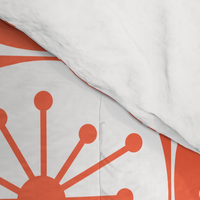 Mid Century Modern Atomic Dots Retro Orange Checkered Pattern Comforter Gallery Image 4