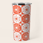 Mid Century Modern Atomic Dots Retro Orange Checkered Pattern Travel Mug Gallery Image 1