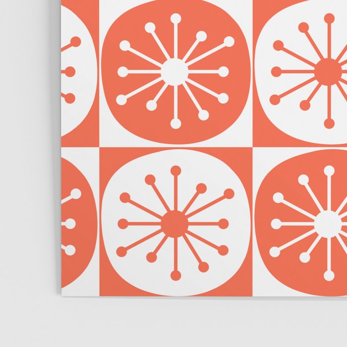 Mid Century Modern Atomic Dots Retro Orange Checkered Pattern Poster Gallery Image 3
