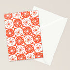 Mid Century Modern Atomic Dots Retro Orange Checkered Pattern Stationery Card Gallery Image 2
