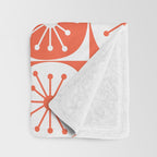 Mid Century Modern Atomic Dots Retro Orange Checkered Pattern Throw Blanket Gallery Image 3