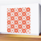 Mid Century Modern Atomic Dots Retro Orange Checkered Pattern Wall Mural Gallery Image 2