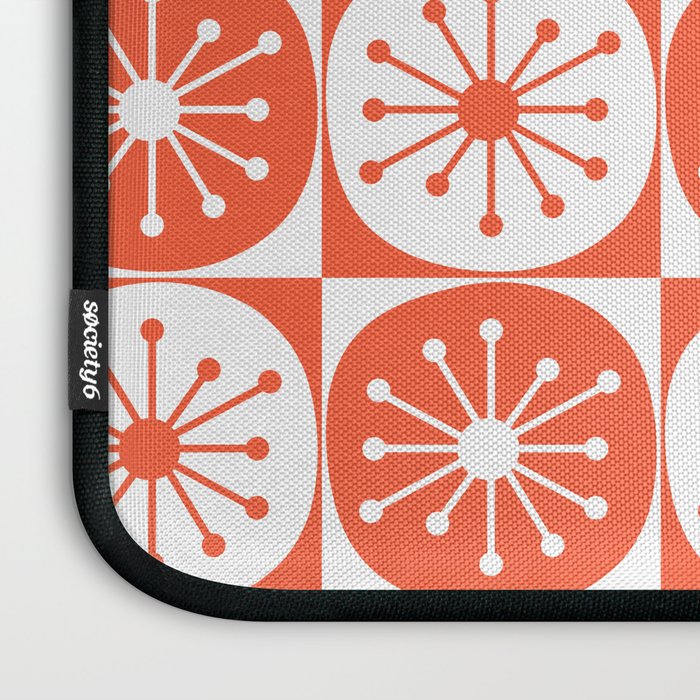 Mid Century Modern Atomic Dots Retro Orange Checkered Pattern Laptop Sleeve Gallery Image 3