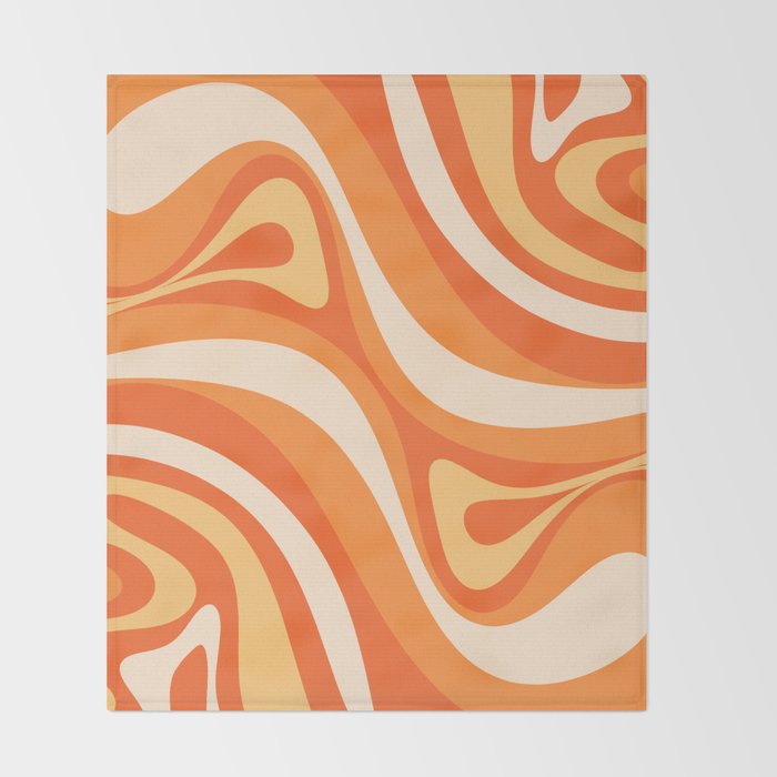 New Groove Retro Swirl Abstract in Tangerine Orange Tones Throw Blanket Gallery Image 2