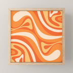 New Groove Retro Swirl Abstract in Tangerine Orange Tones Mini Art Print Gallery Image 1