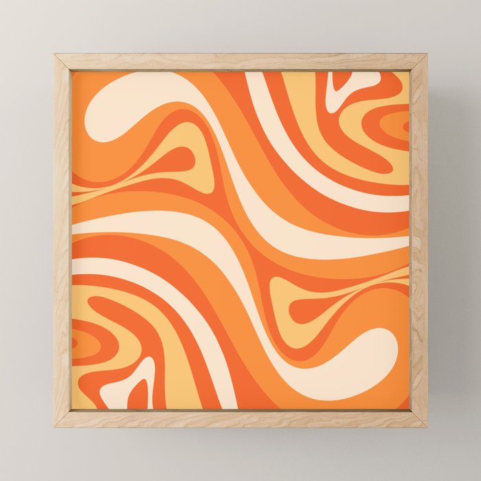 New Groove Retro Swirl Abstract in Tangerine Orange Tones Mini Art Print Gallery Image 1