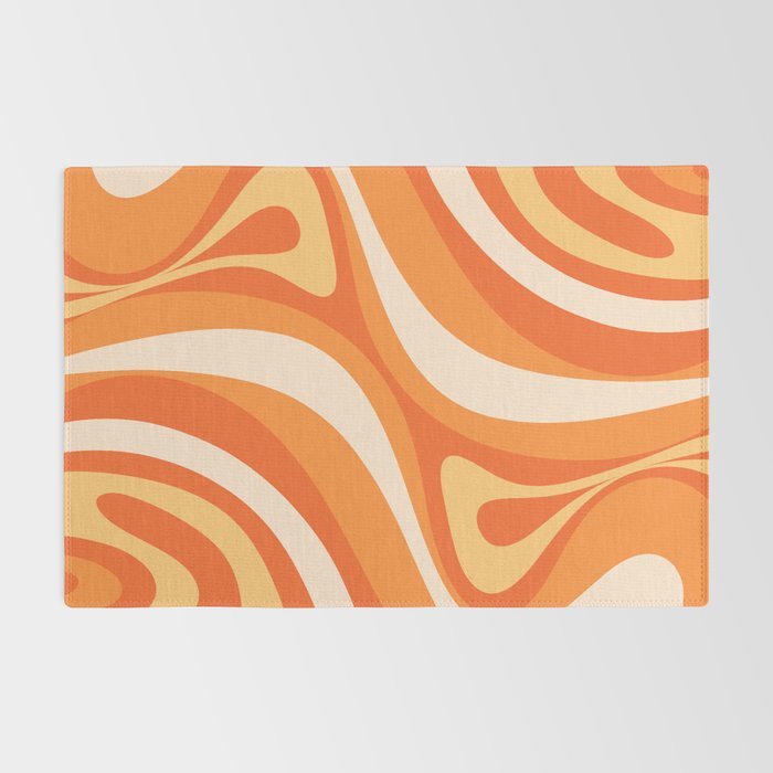 New Groove Retro Swirl Abstract in Tangerine Orange Tones Rug Gallery Image 2