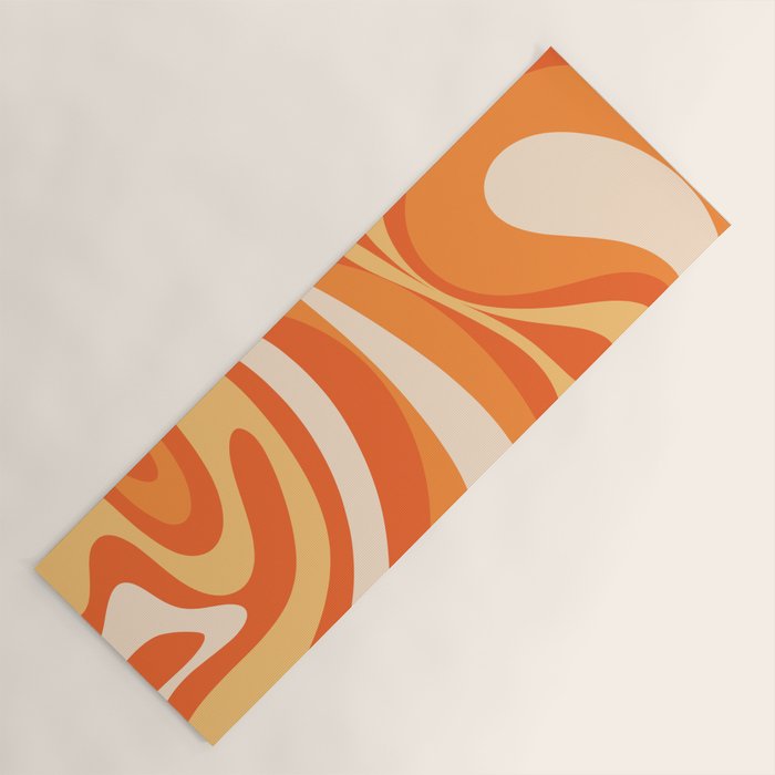 New Groove Retro Swirl Abstract in Tangerine Orange Tones Yoga Mat Gallery Image 1