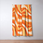 New Groove Retro Swirl Abstract in Tangerine Orange Tones Window Curtain Gallery Image 3