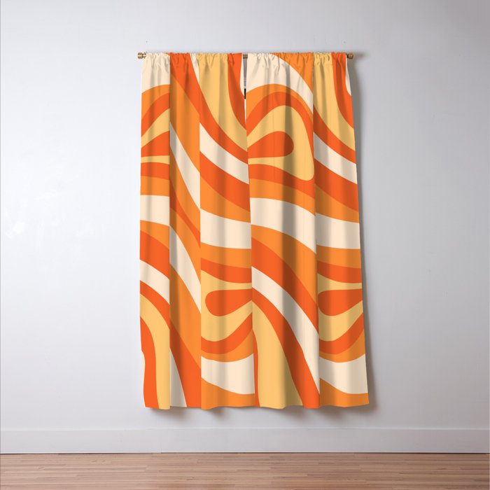 New Groove Retro Swirl Abstract in Tangerine Orange Tones Window Curtain Gallery Image 3