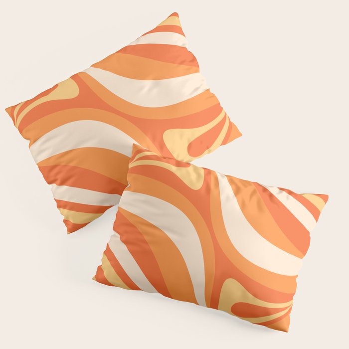 New Groove Retro Swirl Abstract in Tangerine Orange Tones Pillow Sham Gallery Image 3