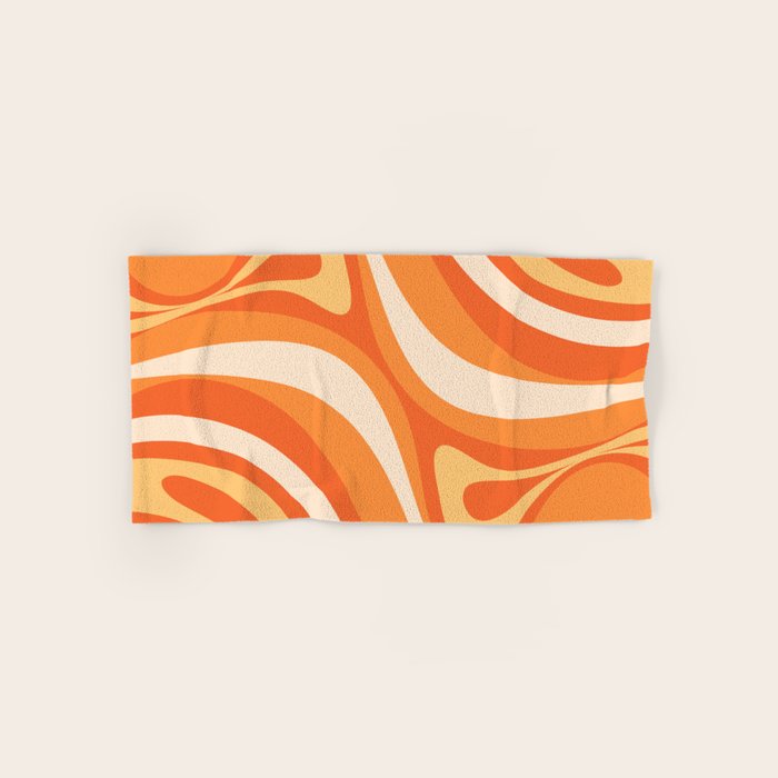 New Groove Retro Swirl Abstract in Tangerine Orange Tones Bath Towel Gallery Image 1